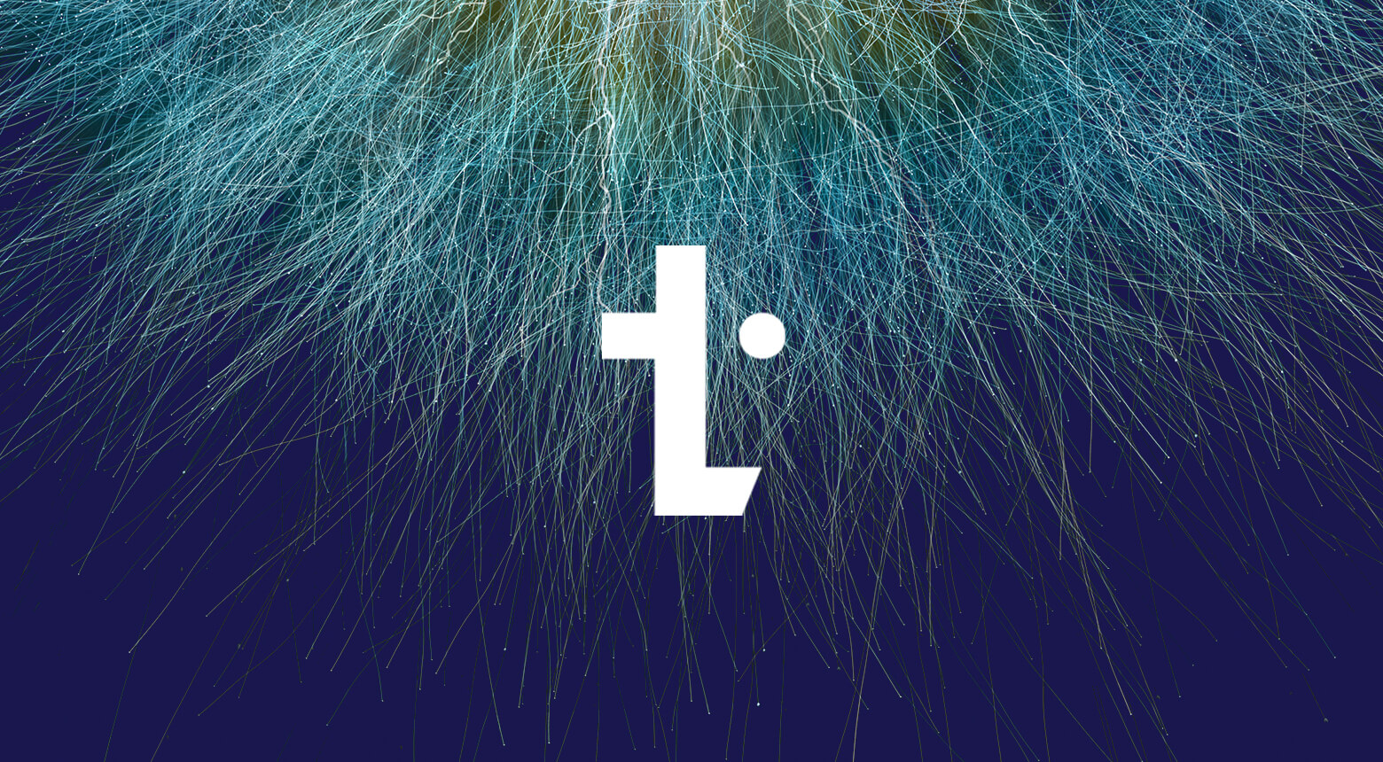 A white TechMarketView logo with tendrils that look like the iris of an eye as the background.