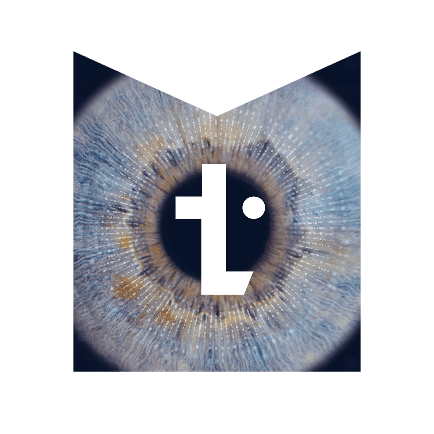 A TechMarketView bookmark logo with an image of an iris and pupil set as the interior background.