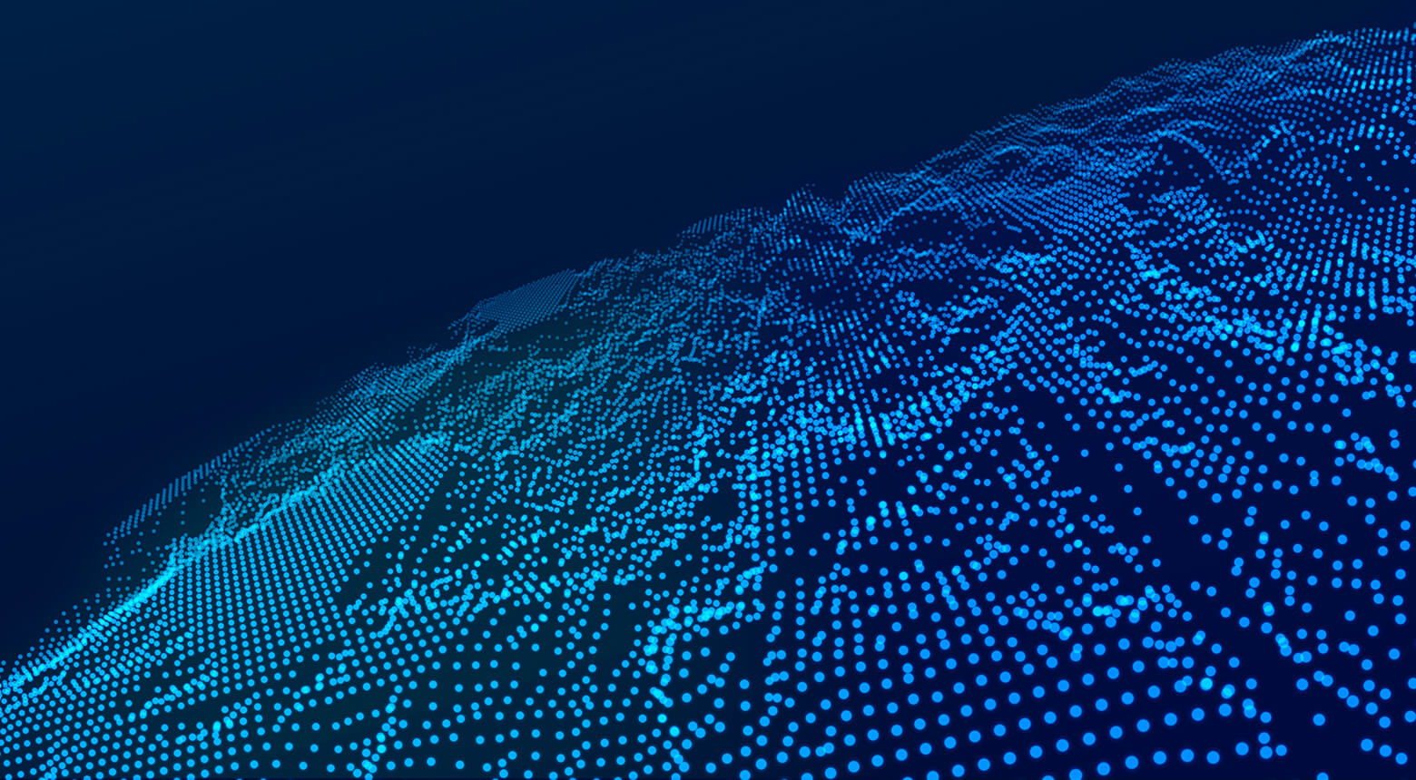 A wave made up of digital blue dots.