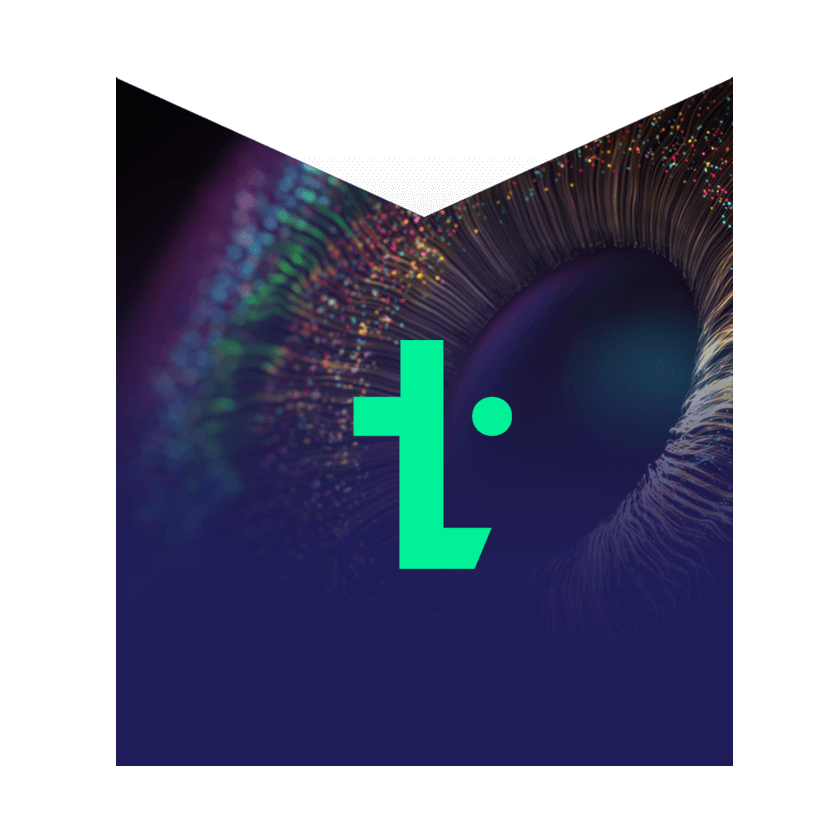 A TechMarketView bookmark image with an up-close image of an eye as an interior background. The eye could almost be mistaken for a planet.